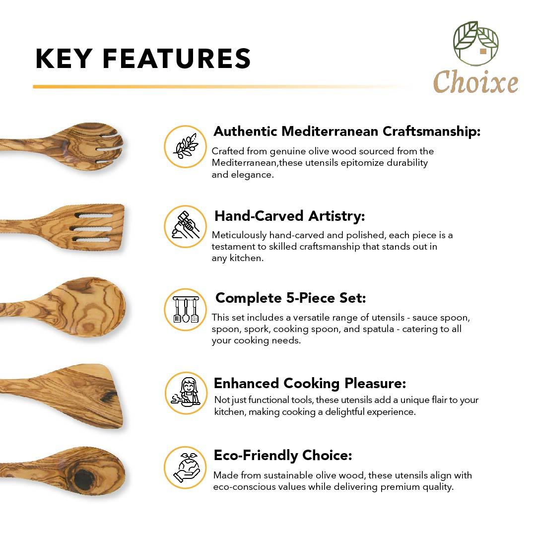 Olive Wood Kitchen Servers Set -5 pcs - Mercantile Mountain