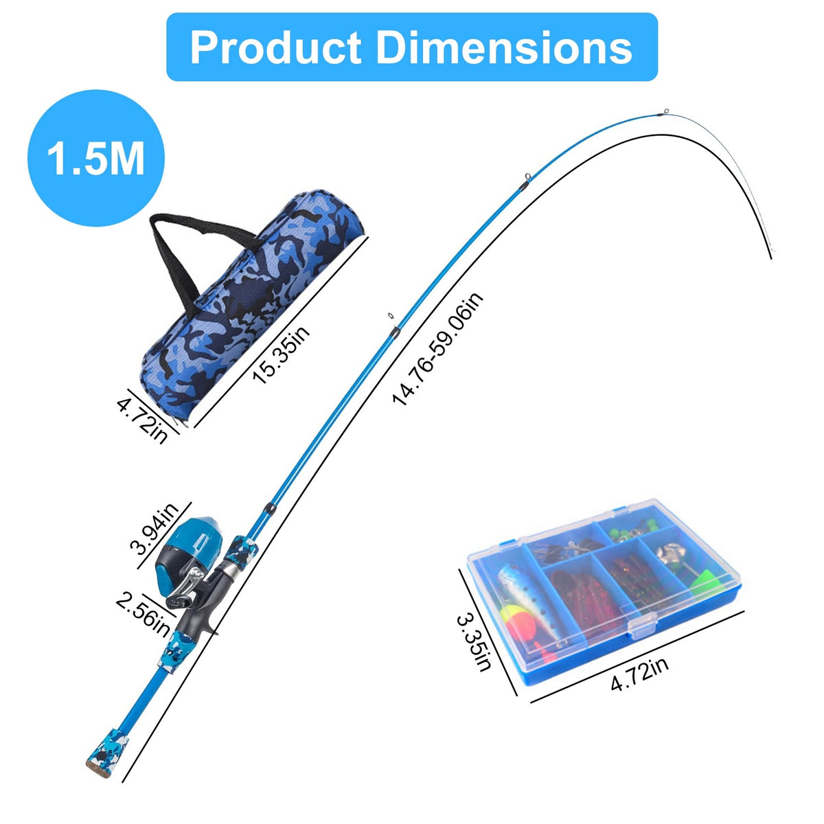 Kids Fishing Pole Set Fishing Starter Kit Telescopic Fishing Rod and Reel Combo Kit with Tackle Box 56Pcs Fishing Lures for Boys Girls - Mercantile Mountain