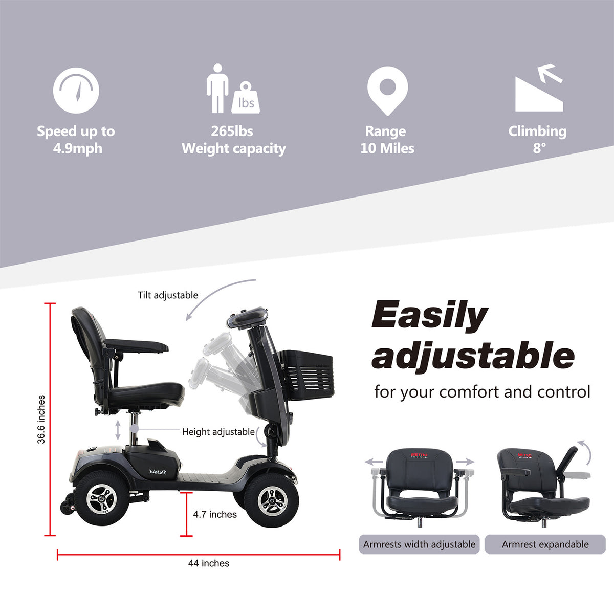 Mobility Scooters Lightweight Compact With Exclusive Front Windshield - Mercantile Mountain