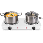 2000W Electric Double Burner Portable Coil Heating Hot Plate Stove Countertop RV Hotplate with Non Slip Rubber Feet 5 Temperature Adjustments - Mercantile Mountain