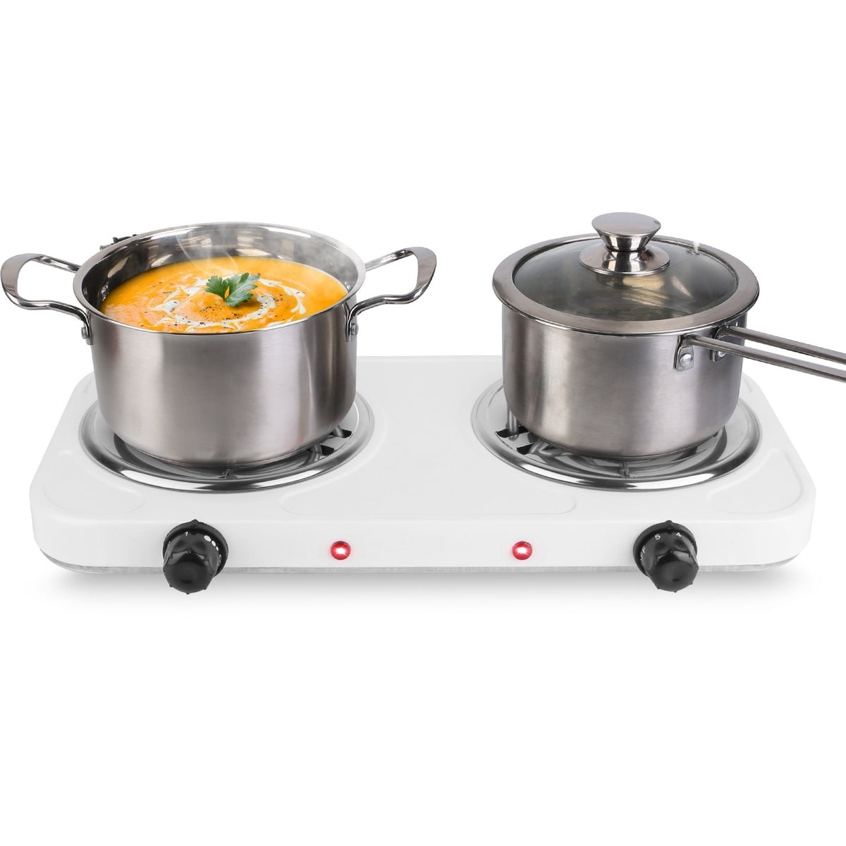 2000W Electric Double Burner Portable Coil Heating Hot Plate Stove Countertop RV Hotplate with Non Slip Rubber Feet 5 Temperature Adjustments - Mercantile Mountain