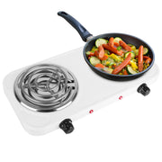 2000W Electric Double Burner Portable Coil Heating Hot Plate Stove Countertop RV Hotplate with Non Slip Rubber Feet 5 Temperature Adjustments - Mercantile Mountain