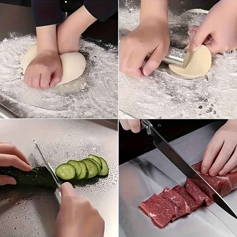 XXL 304 Stainless Steel Cutting Board  Anti-Slip & Mildew-Proof! No More Moldy Wooden Boards | Heavy-Duty & Food-Safe, Easy to Clean – Chop Meat, Knead Dough, Bake Prep All-in-One | Must-Have for Hom