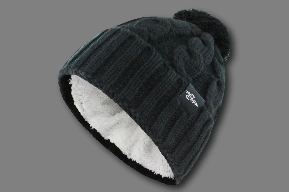 Fear0 NJ Warmest Plush Insulated Cuff Knit Pom Women Winter Beanie Hat - Mercantile Mountain