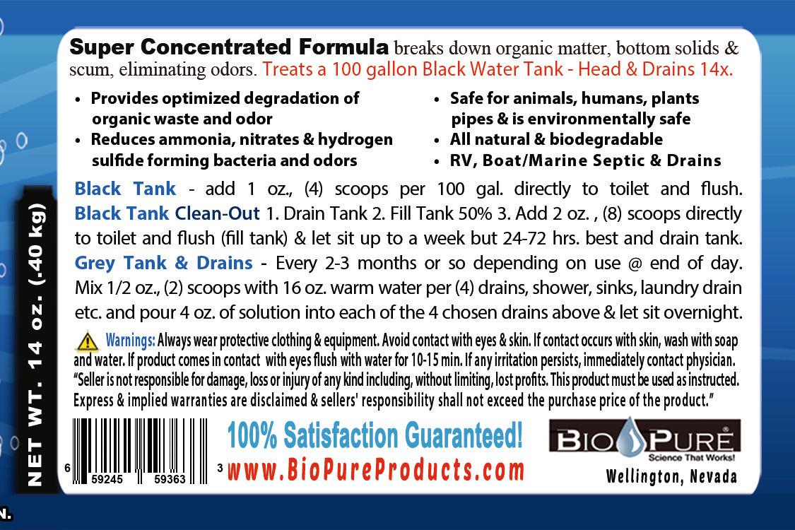 Bio-Pure Boat / Marine Septic Tank & Bilge CONCENTRATE 14 Oz. - 14 Treatments - Mercantile Mountain