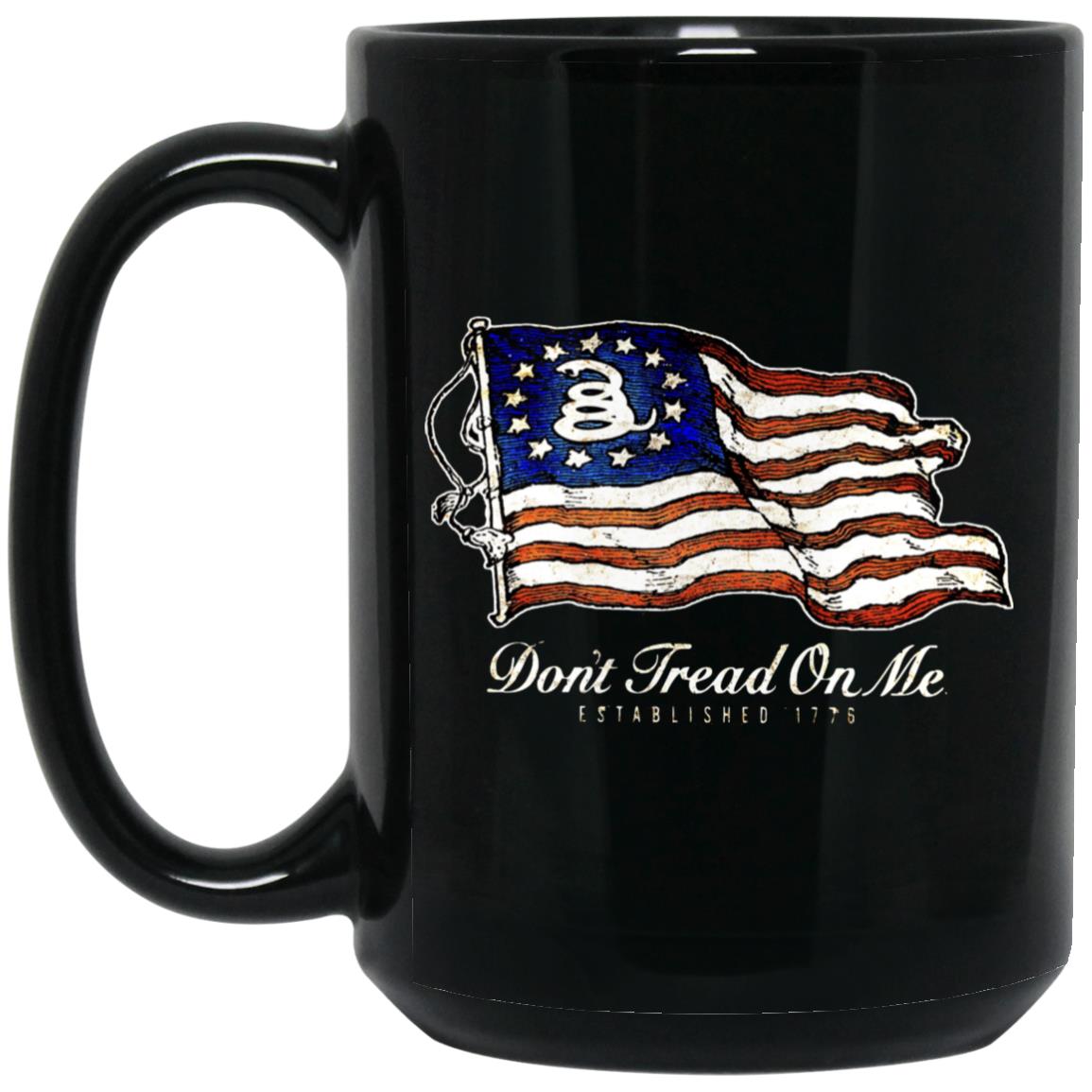Don't Tread On Me 15 oz. Black Mug - Mercantile Mountain