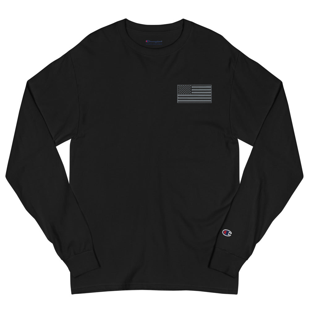 Men's Champion Long Sleeve Shirt American Flag - Mercantile Mountain