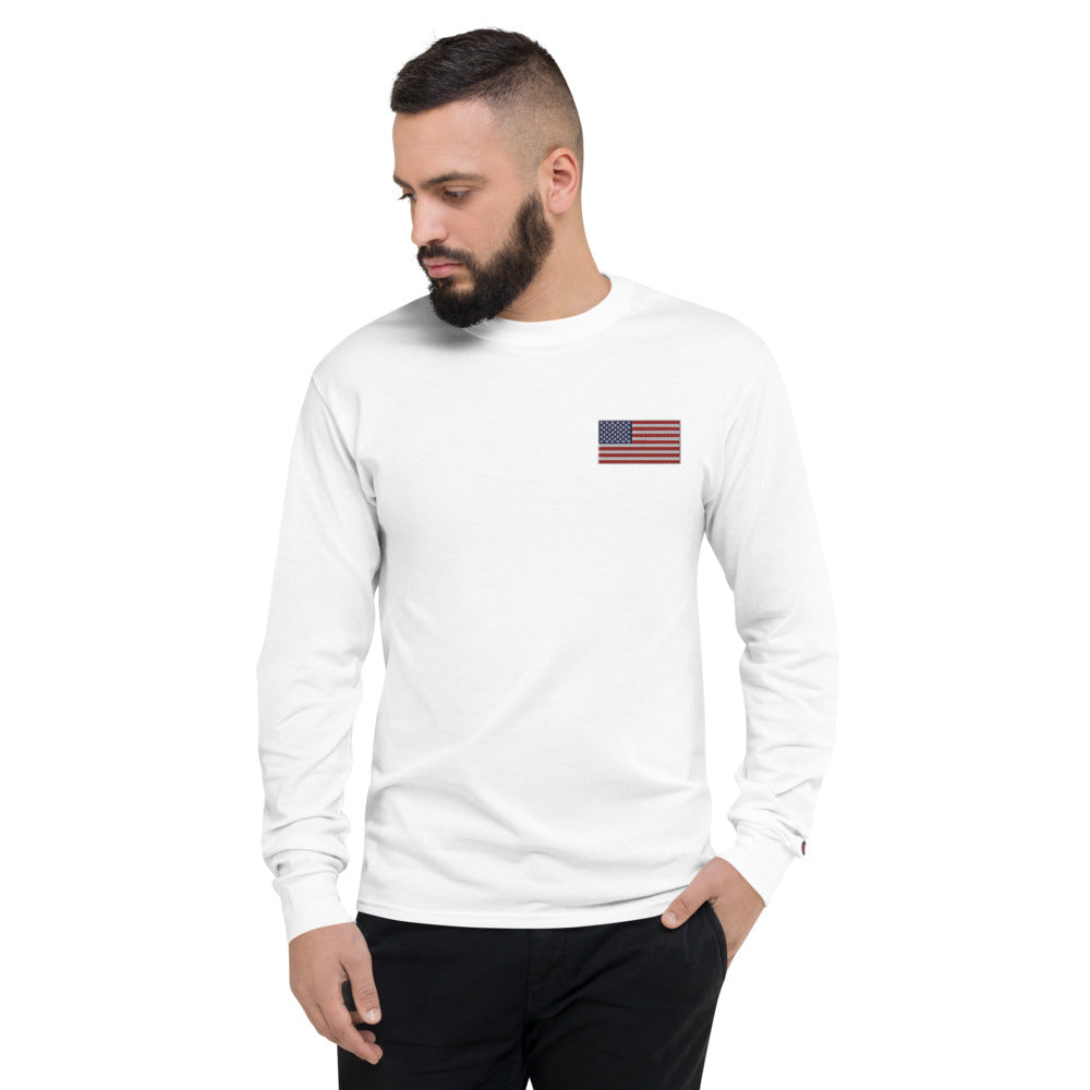 Men's Champion Long Sleeve Shirt American Flag - Mercantile Mountain