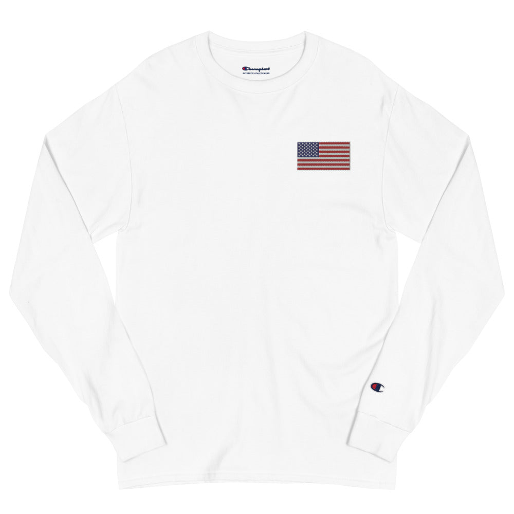 Men's Champion Long Sleeve Shirt American Flag - Mercantile Mountain