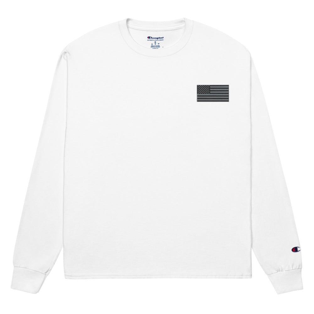 Men's Champion Long Sleeve Shirt American Flag - Mercantile Mountain