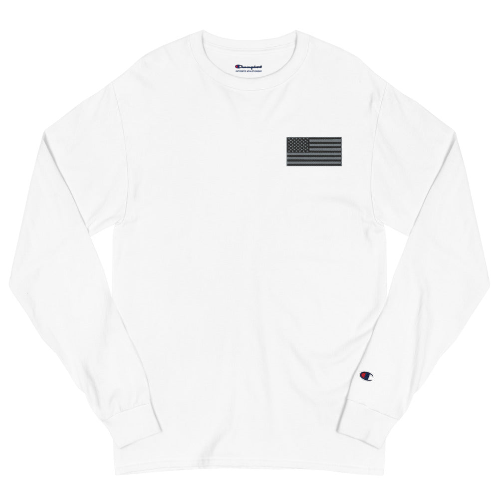Men's Champion Long Sleeve Shirt American Flag - Mercantile Mountain